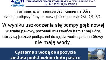 Uwaga - uszkodzenie pompy głębinowej w Kamiennej Górze