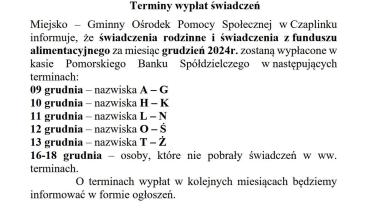 Terminy wypłat świadczeń rodzinnych oraz świadczeń z funduszu alimentacyjnego