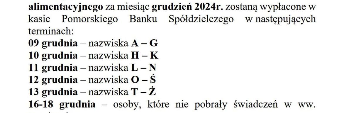 Terminy wypłat świadczeń rodzinnych oraz świadczeń z funduszu alimentacyjnego