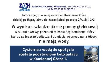 Uwaga - uszkodzenie pompy głębinowej w Kamiennej Górze